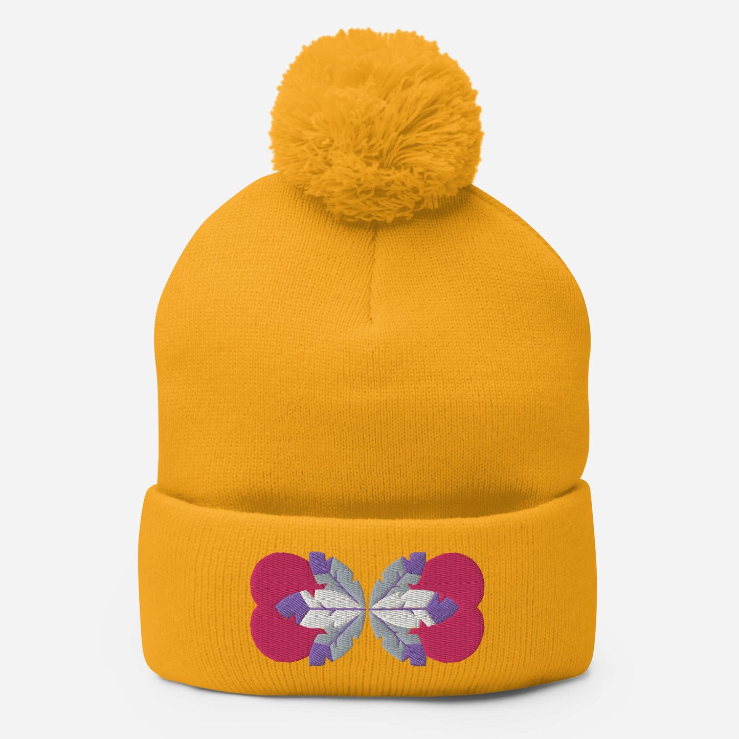 Light Hearted Native Feather Pom-Pom Beanie - Nikikw Designs