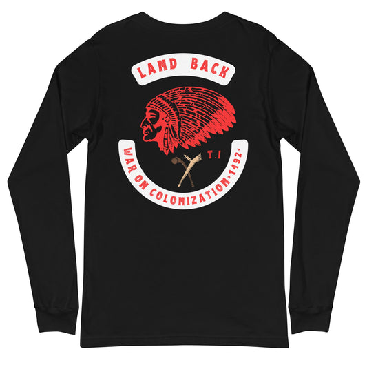 Long Sleeve Men’s Tee Land Back Native Indigenous Rights - Nikikw Designs