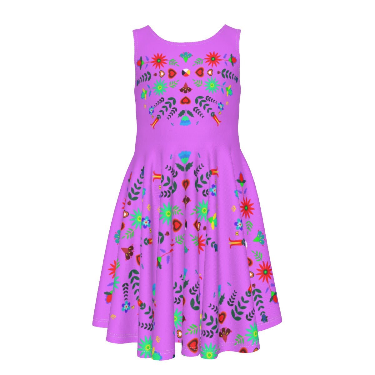 Medicine Wheel Floral Native Girl's Dress - Nikikw Designs