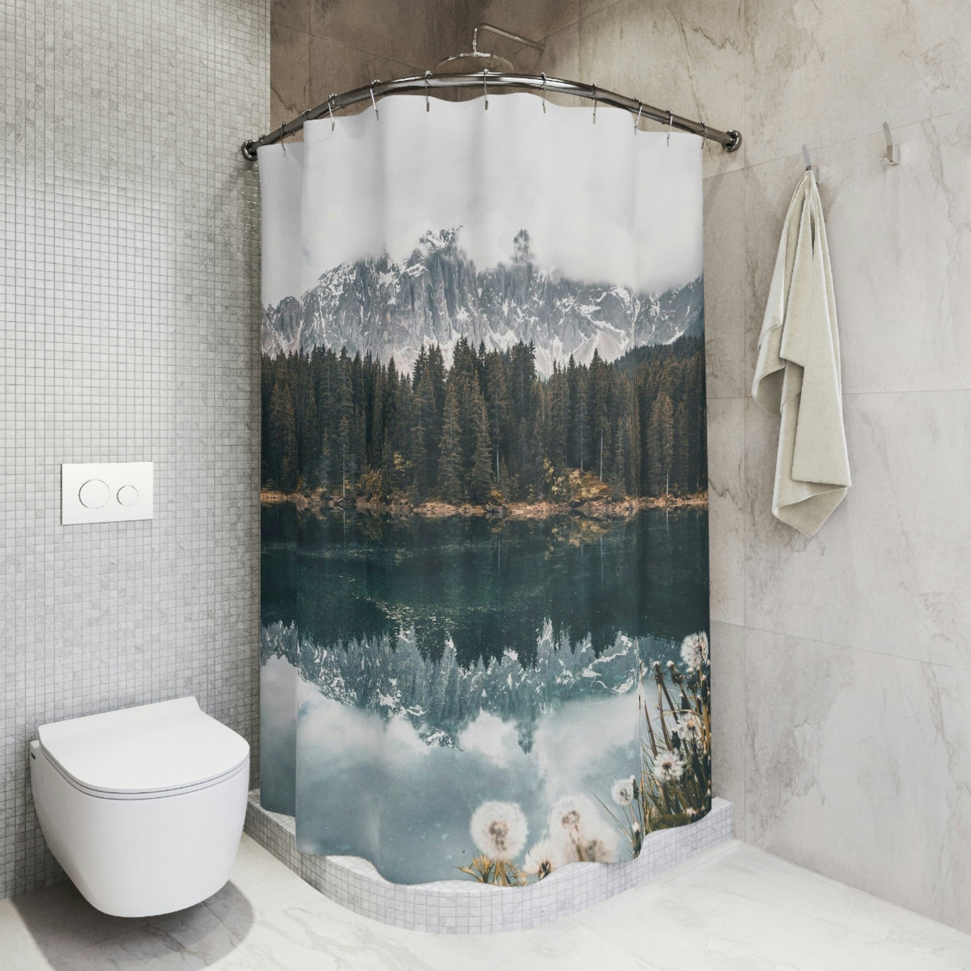 Mountain Lake Shower Curtain - Nikikw Designs