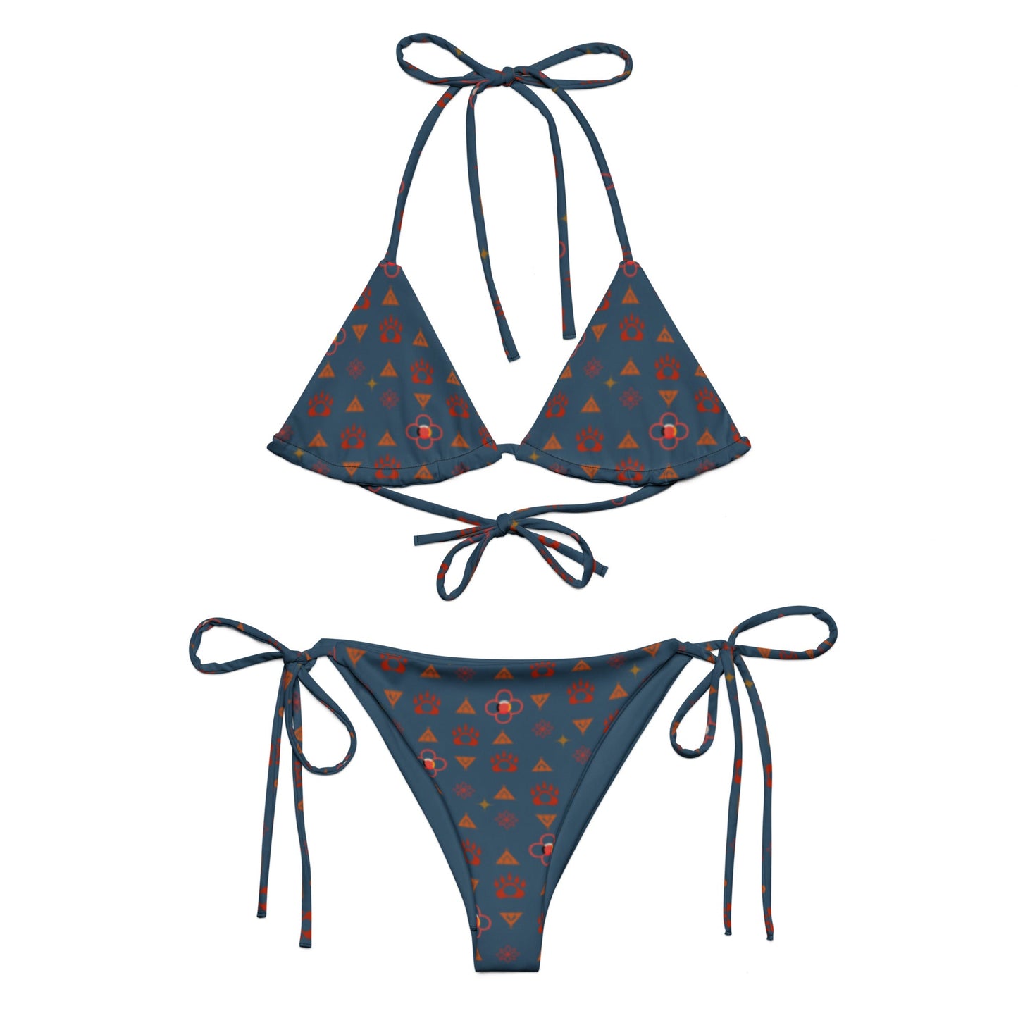 Native Bear print recycled string bikini - Nikikw Designs