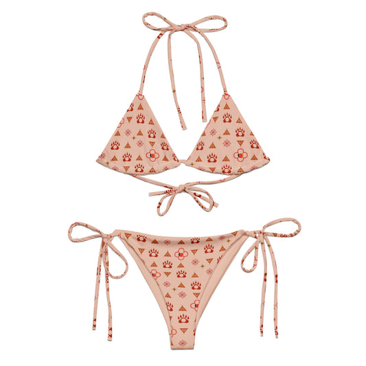 Native Bear print recycled string bikini - Nikikw Designs