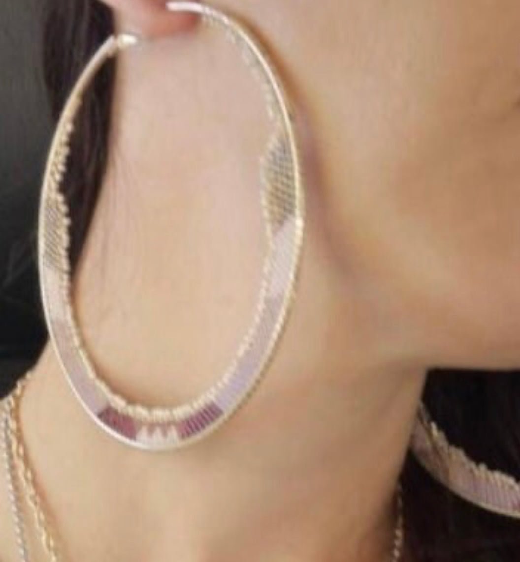 Native Delica Beaded XXL Hoop Earrings - Nikikw Designs