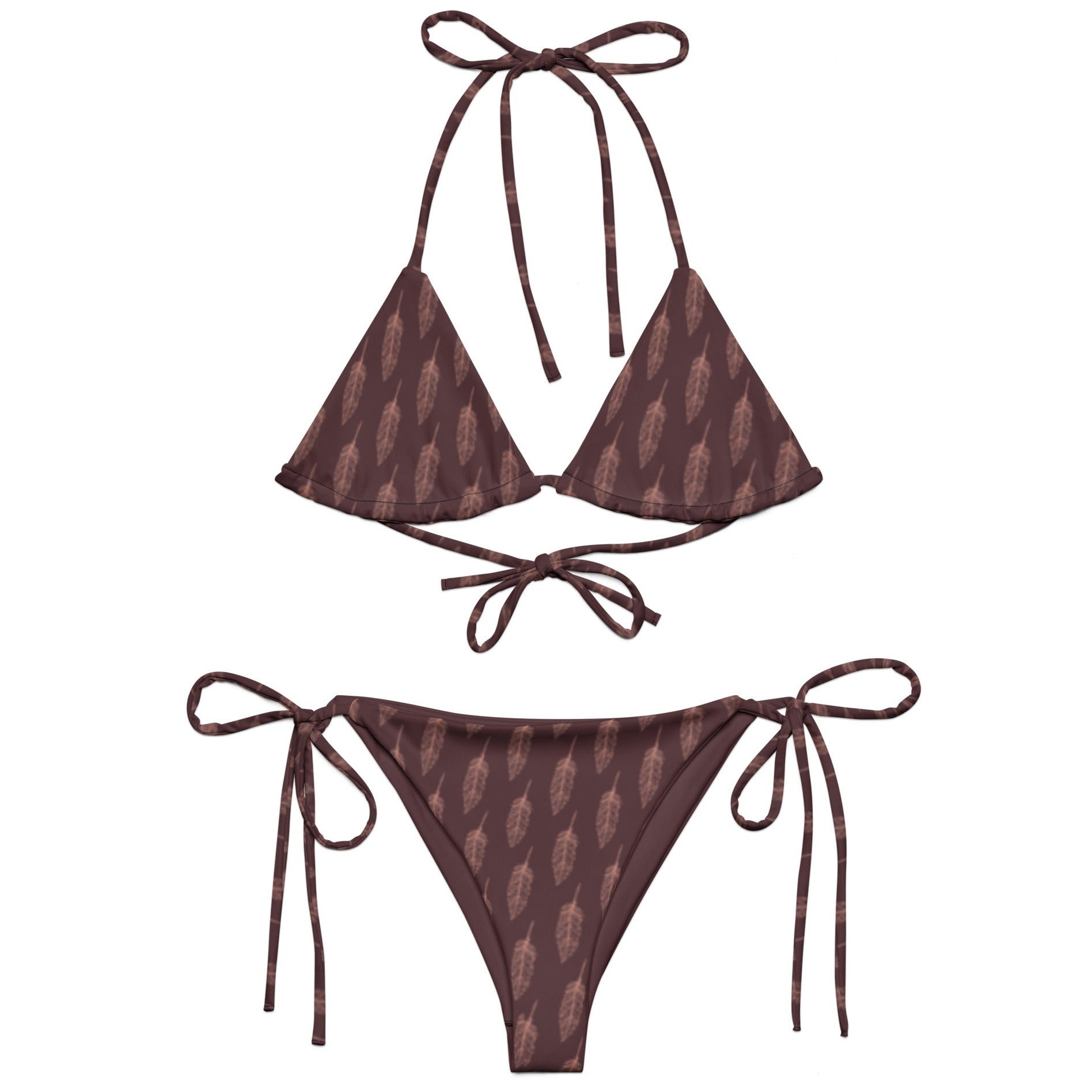 Native Feather print recycled string bikini - Nikikw Designs