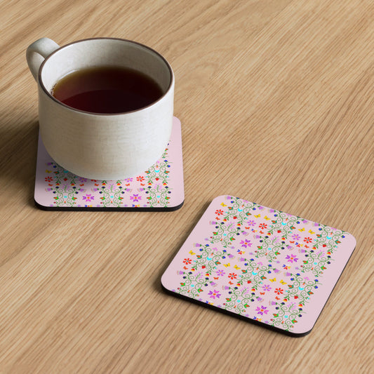 Native Floral Cork-back coaster - Nikikw Designs