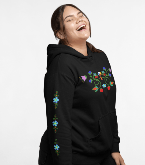 Native Floral Heavy Blend Hooded Sweatshirt Hoodie Indigenous - Nikikw Designs