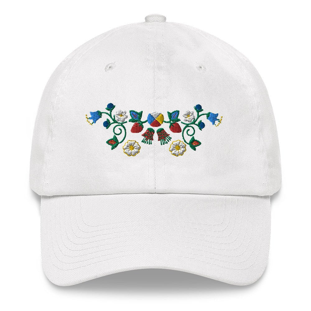 Native Floral Medicine Wheel Embroidered Dad hat - Nikikw Designs
