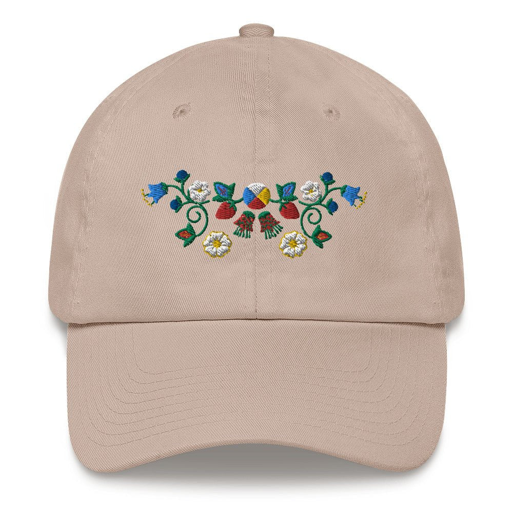 Native Floral Medicine Wheel Embroidered Dad hat - Nikikw Designs
