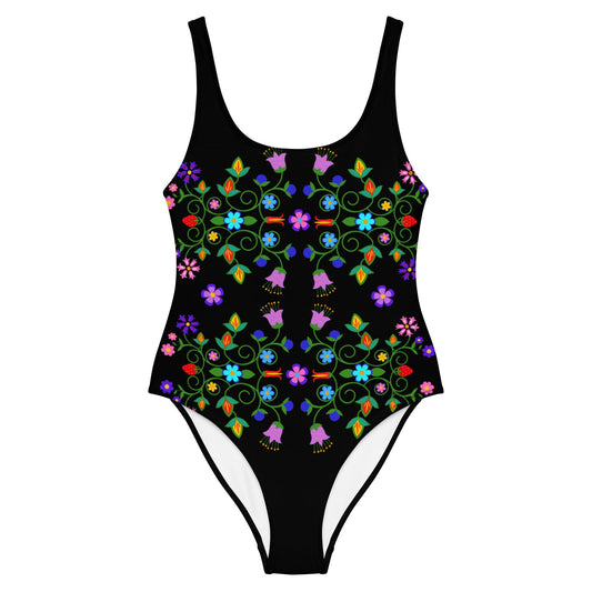 Native Floral Print One-Piece Swimsuit - Nikikw Designs