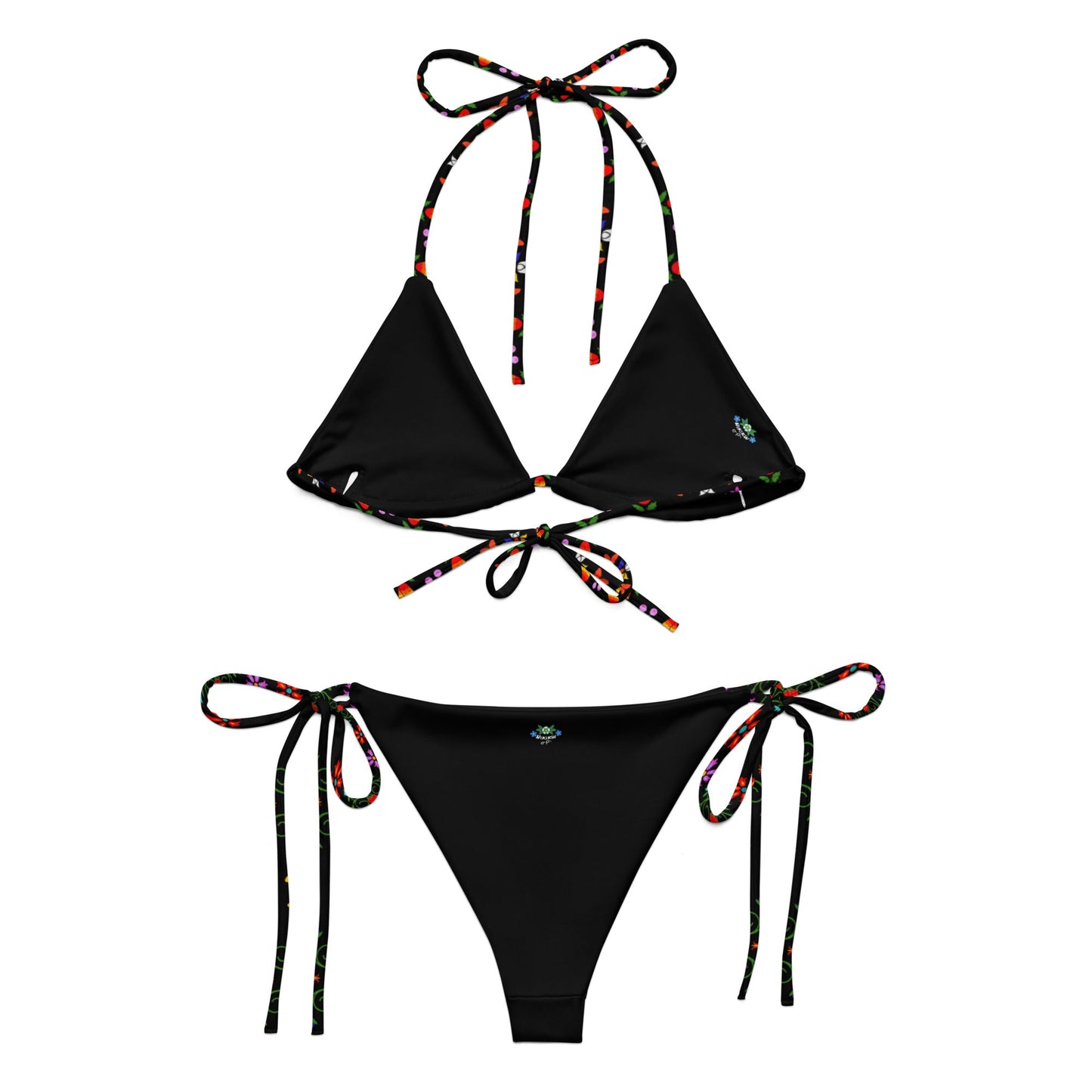 Native Floral print recycled string bikini - Nikikw Designs