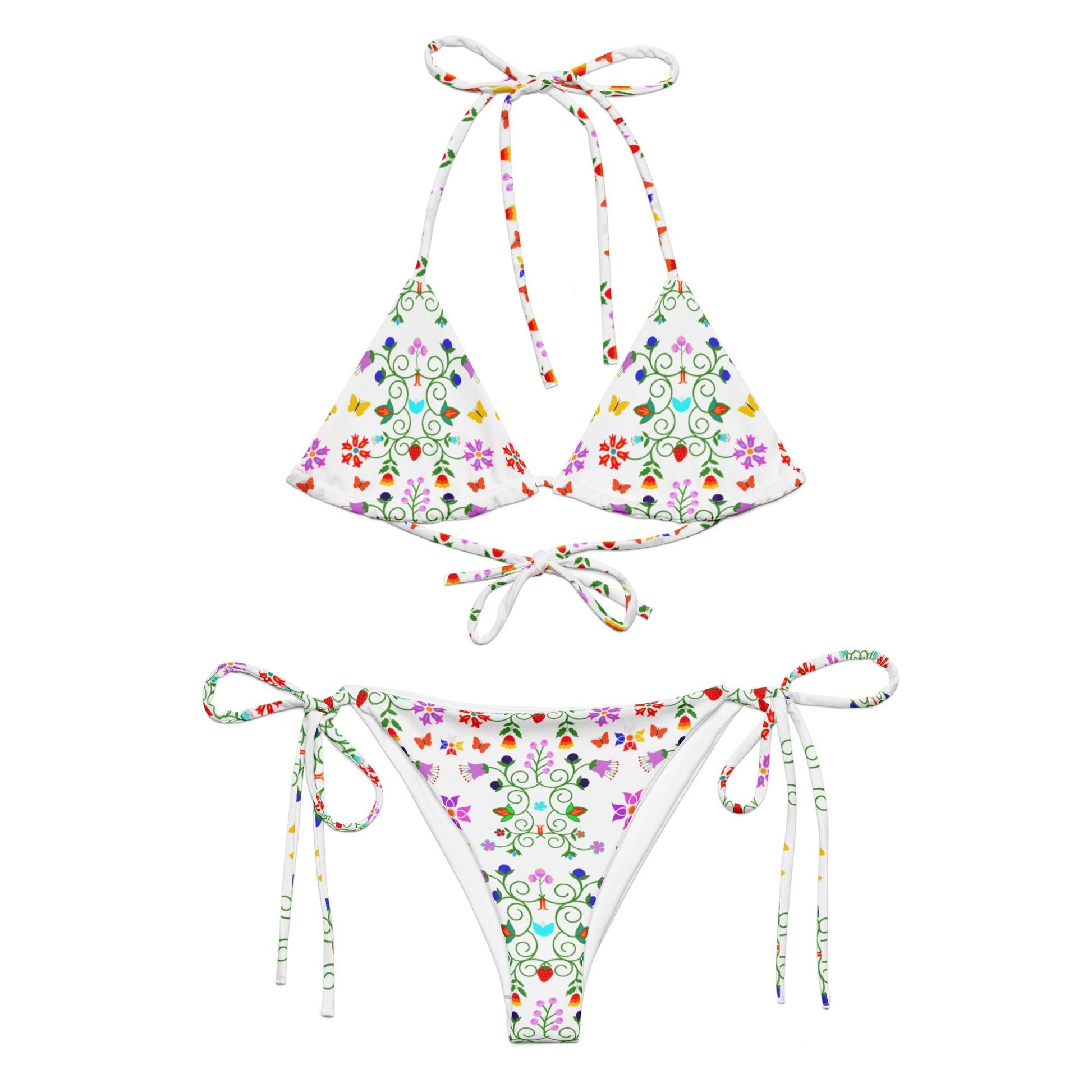 Native Floral print recycled string bikini - Nikikw Designs