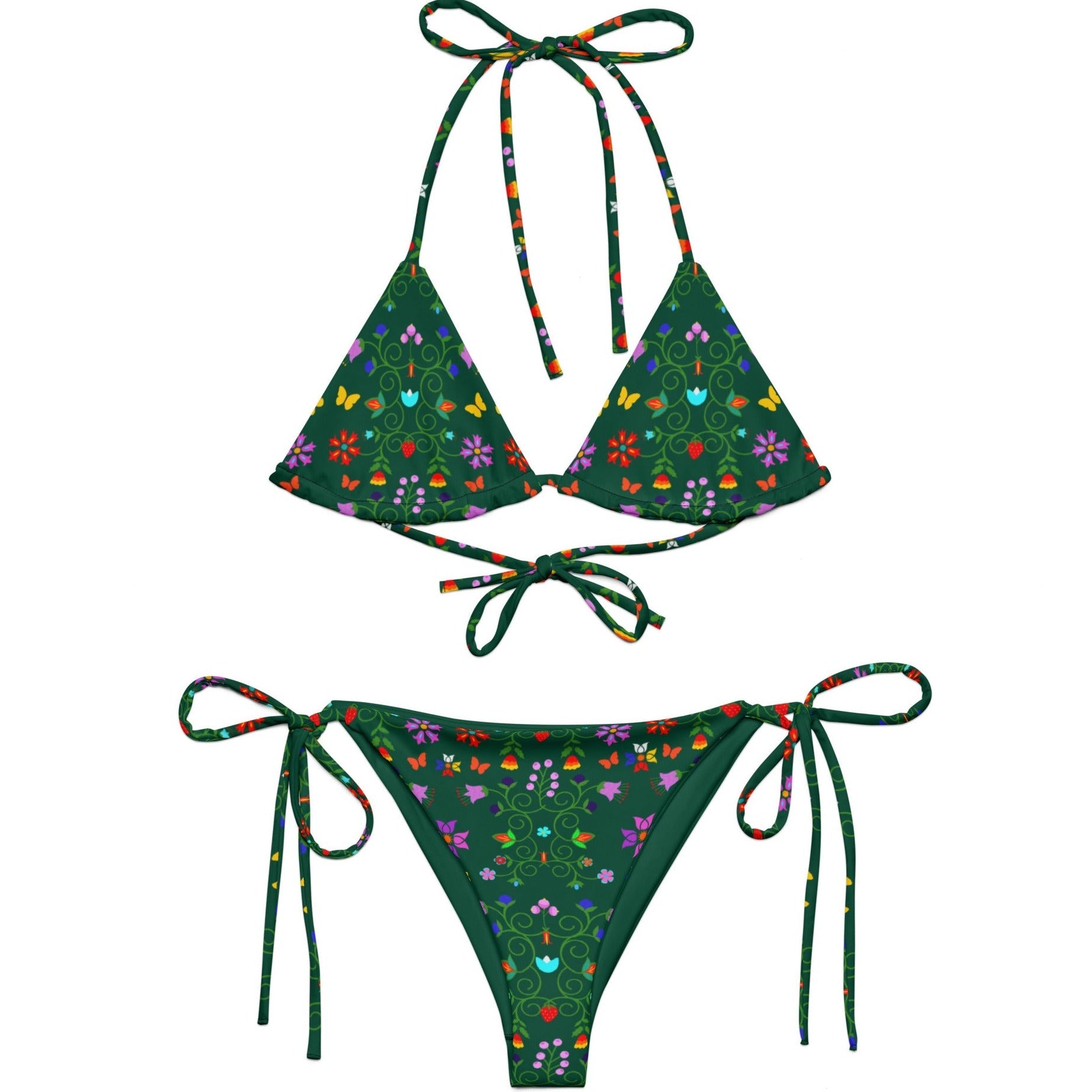 Native Floral print recycled string bikini - Nikikw Designs