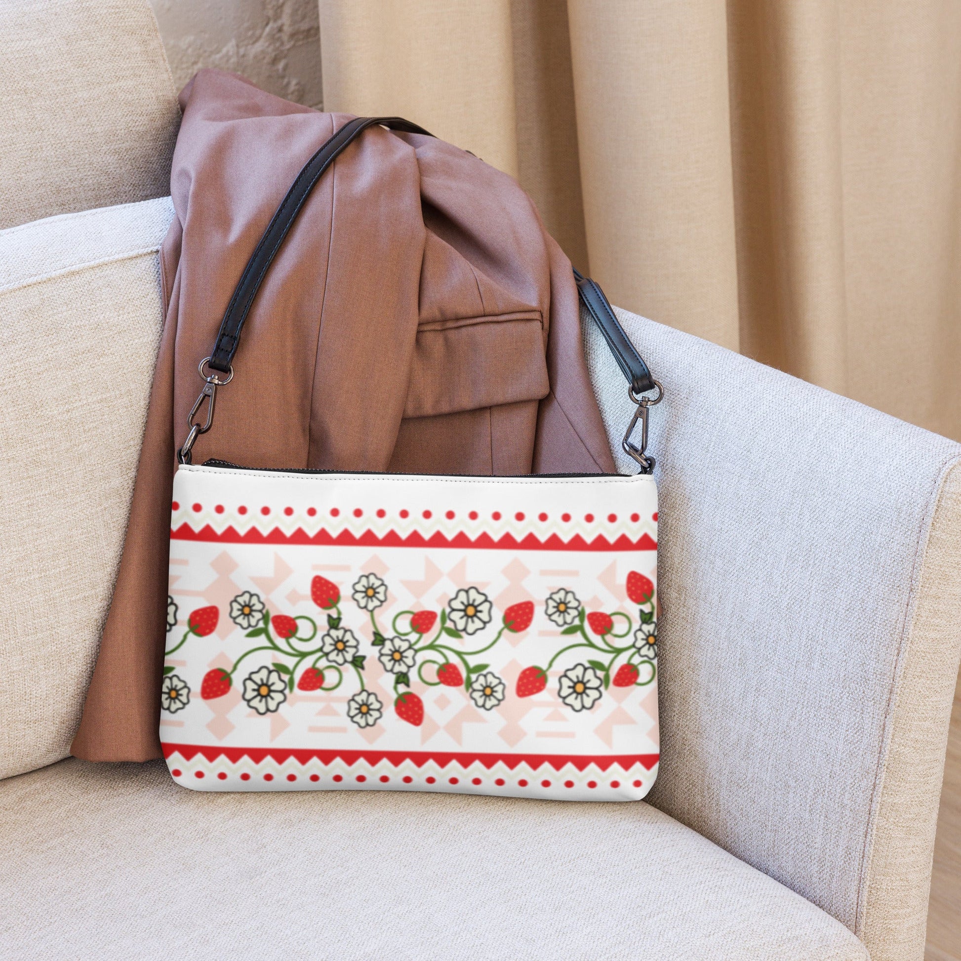 Native Floral Purse Strawberry Crossbody bag - Nikikw Designs