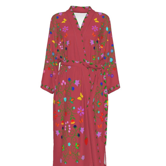 Native Floral Satin Kimono Robe - Nikikw Designs