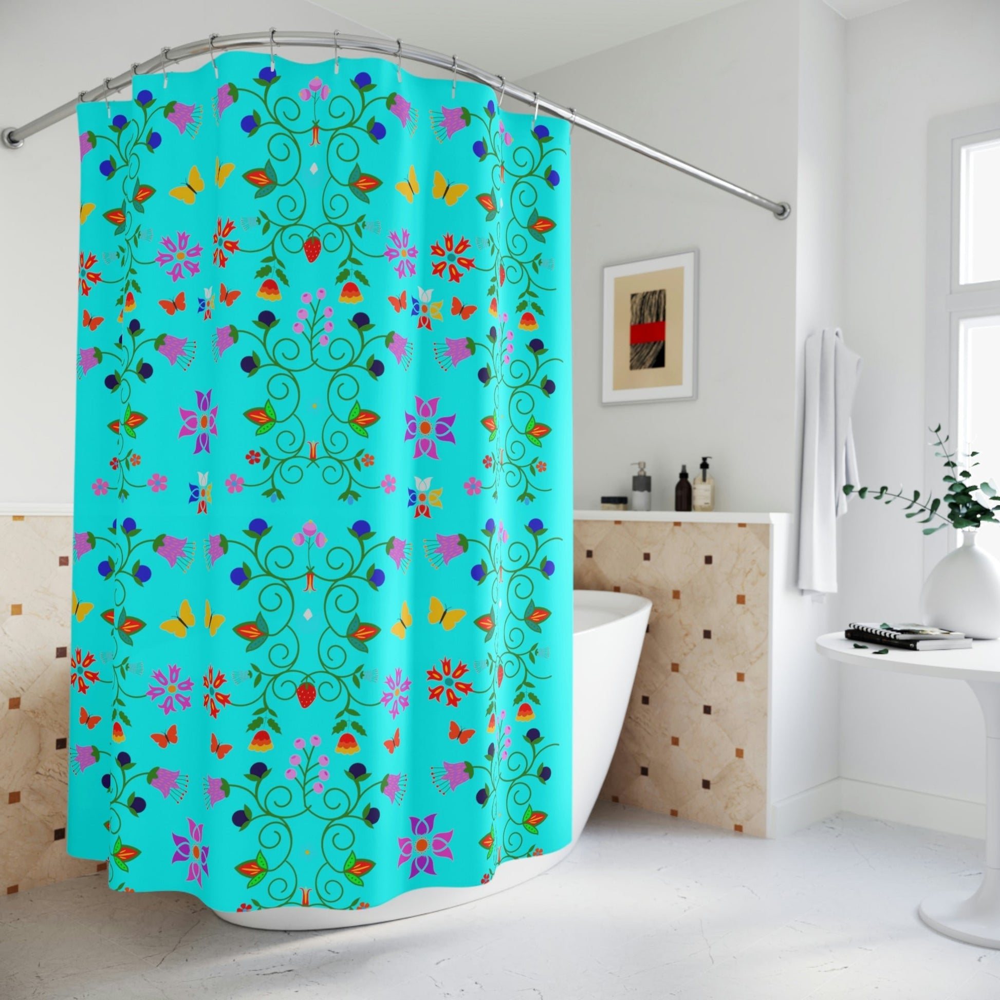 Native Floral Shower Curtain - Nikikw Designs