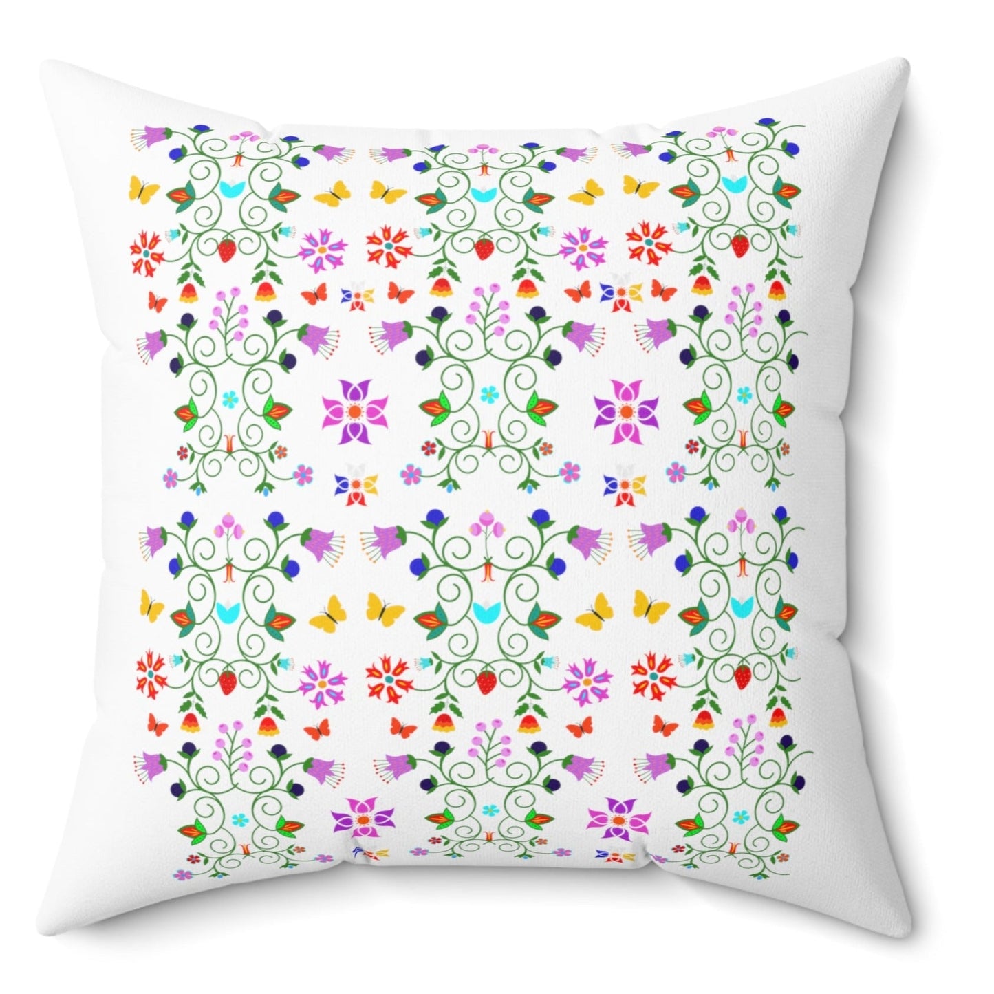 Native Floral Square Pillow White - Nikikw Designs