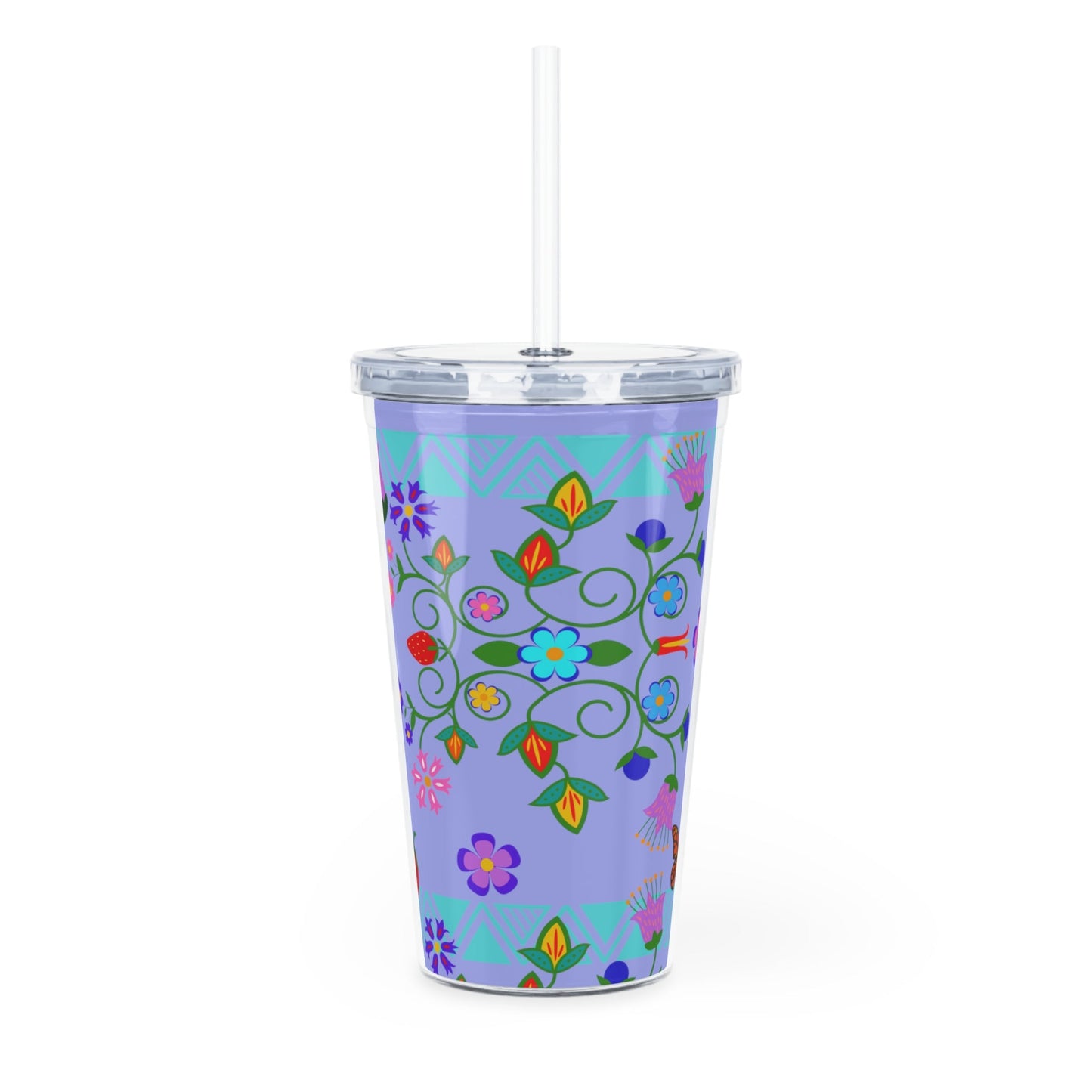Native Floral Tumbler with Straw - Nikikw Designs