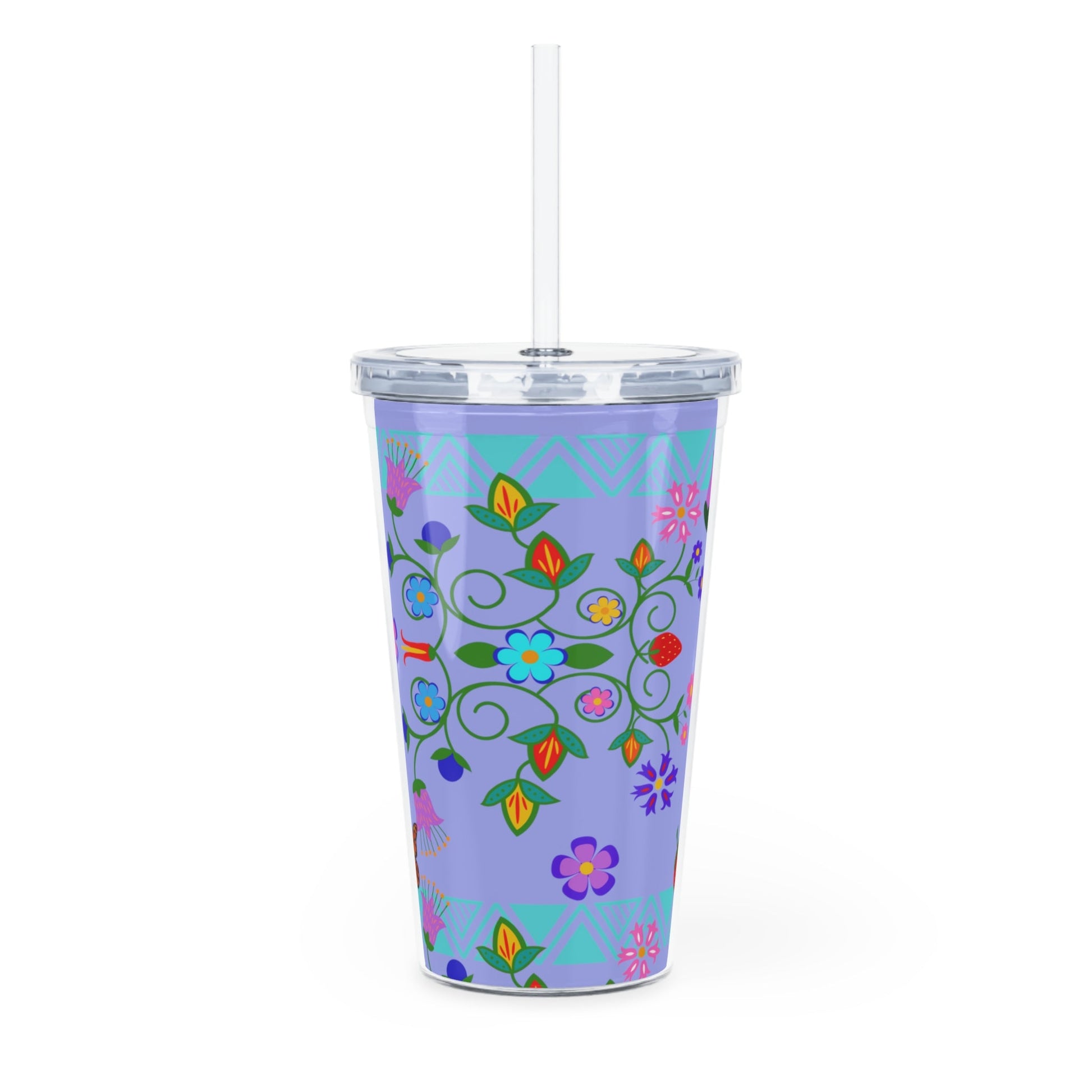 Native Floral Tumbler with Straw - Nikikw Designs