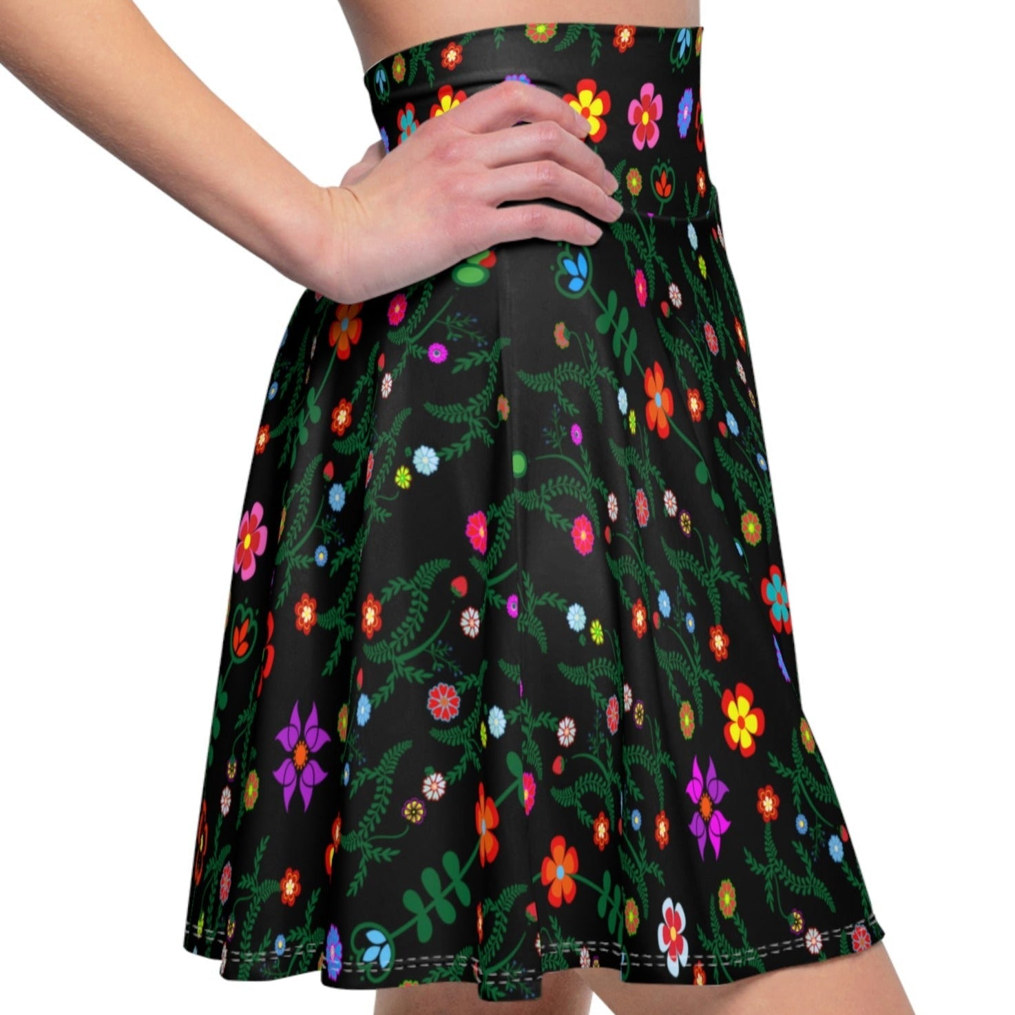 Native Floral Women's Skater Skirt - Nikikw Designs