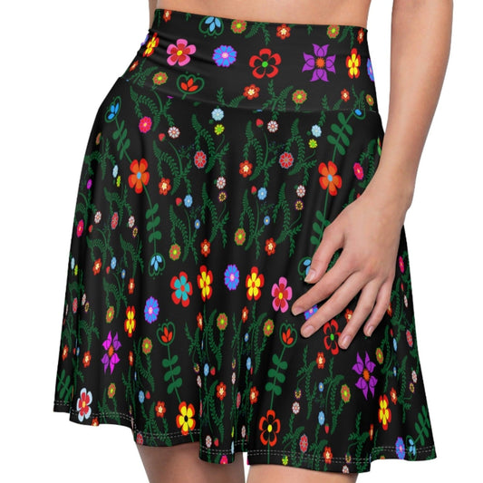 Native Floral Women's Skater Skirt - Nikikw Designs