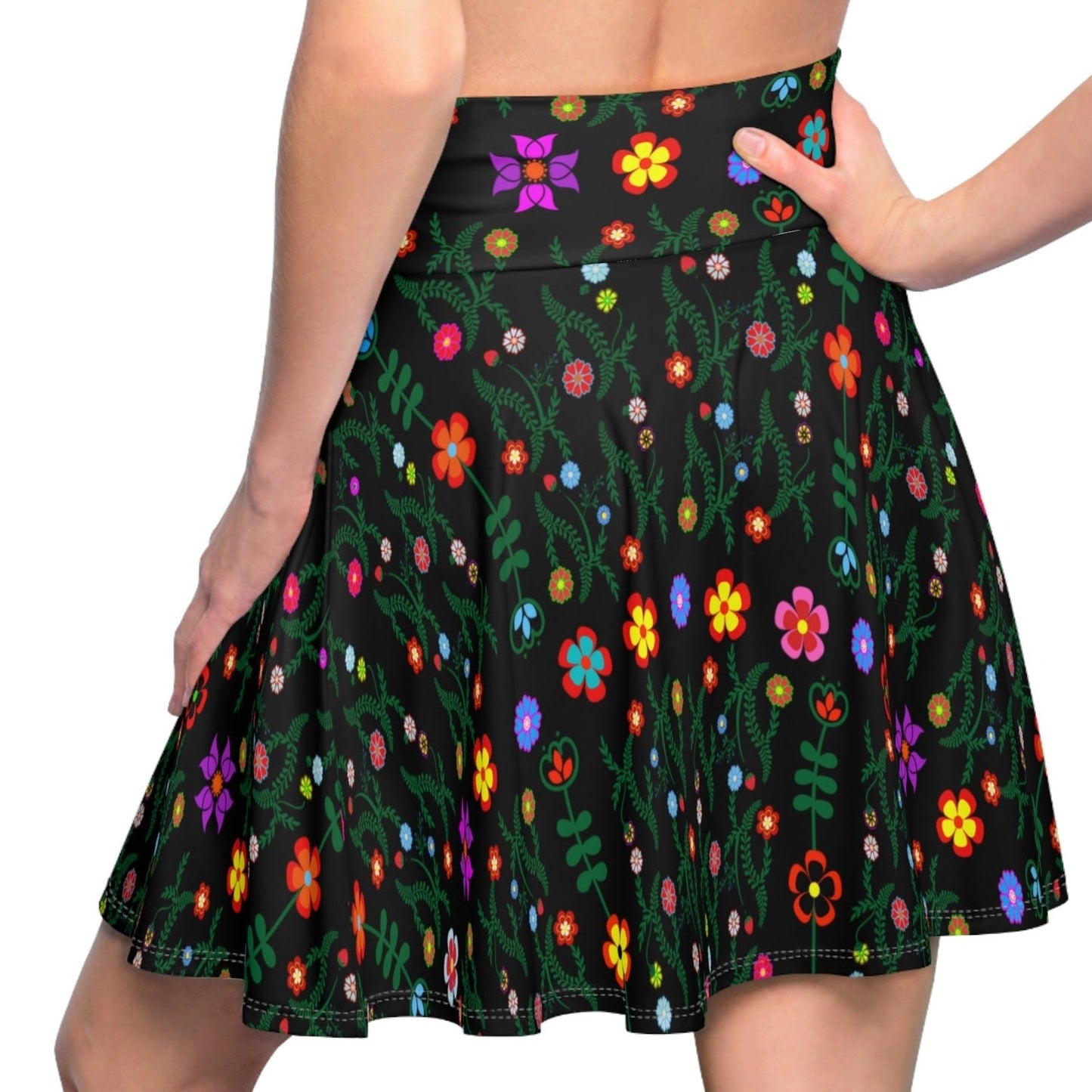 Native Floral Women's Skater Skirt - Nikikw Designs